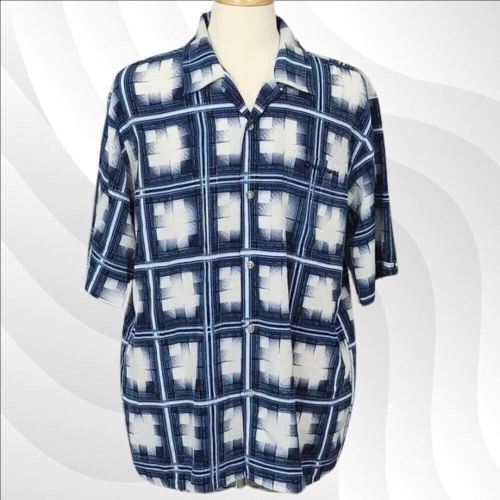 2/$20 South Pole Blue & White Button-Front Shirt Size L Casual Style